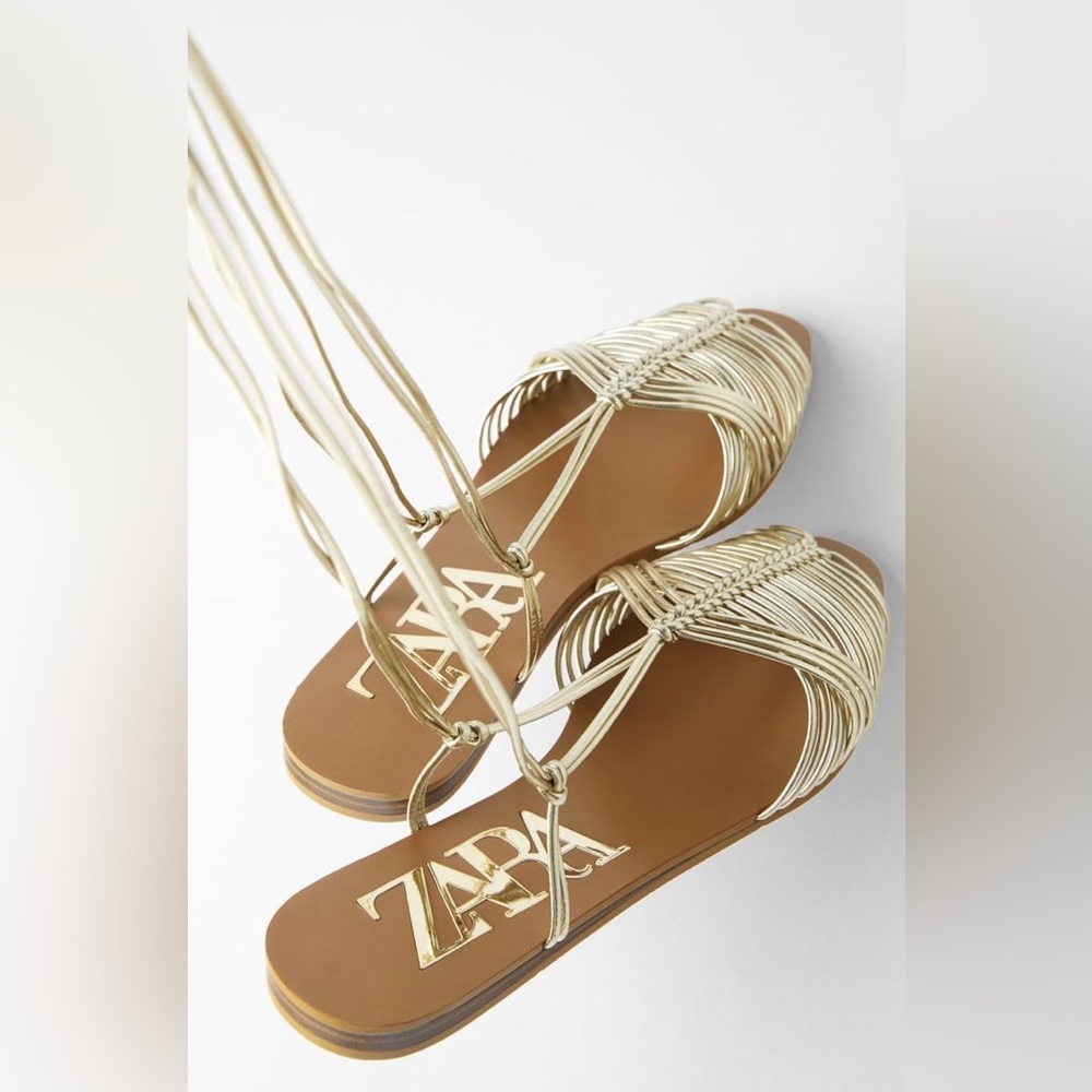 Zara Flat Multi-Strap Gladiator Cage Sandals With… - image 2